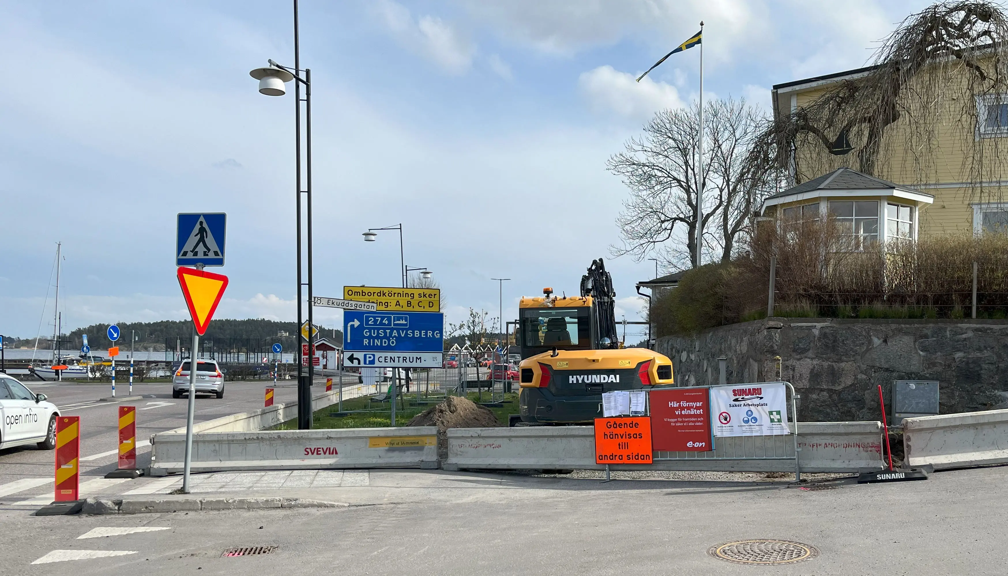 Bild på vägarbete i Västerhamnen.